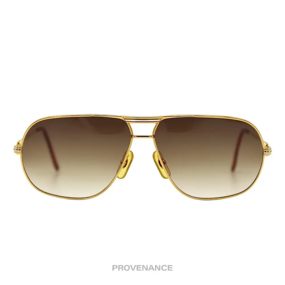 🔴 Cartier Tank Louis Vintage Sunglasses - Gold Brown 62 GM